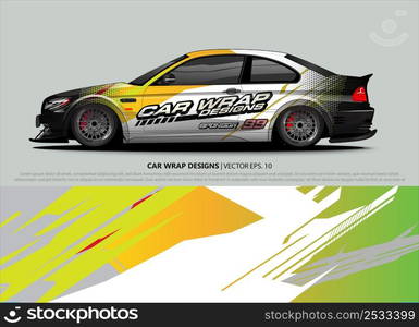 Race car wrap design vector for vehicle vinyl sticker and automotive decal livery