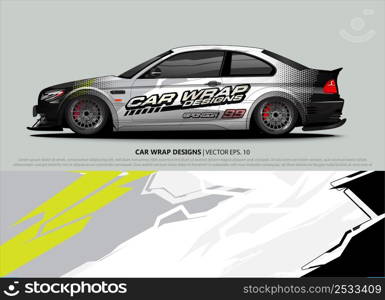 Race car wrap design vector for vehicle vinyl sticker and automotive decal livery