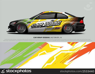 Race car wrap design vector for vehicle vinyl sticker and automotive decal livery