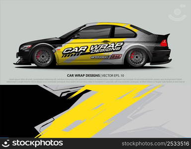 Race car wrap design vector for vehicle vinyl sticker and automotive decal livery