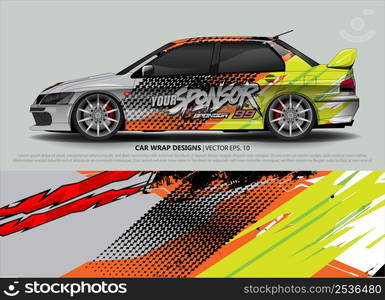 Race car wrap design vector for vehicle vinyl sticker and automotive decal livery