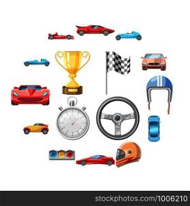 Race icons set. Cartoon illustration of 16 race vector icons for web. Race icons set, cartoon style