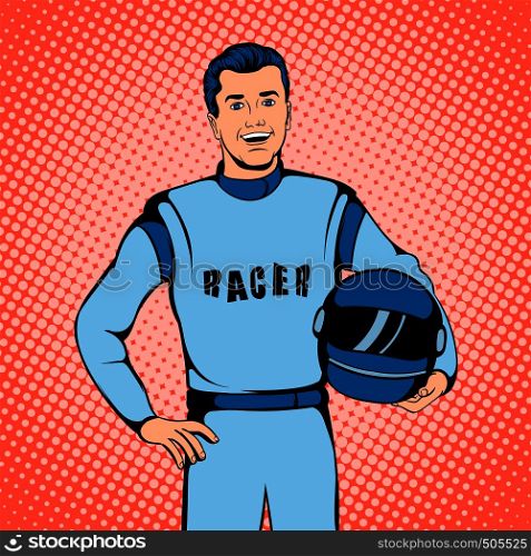 Racer concept in comics style for any design. Racer concept, comics style