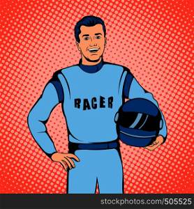 Racer concept in comics style for any design. Racer concept, comics style