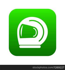 Racer helmet icon green vector isolated on white background. Racer helmet icon green vector