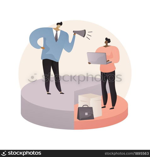 Racial discrimination abstract concept vector illustration. Discrimination based on skin colour, racial or ethnic origin, bullying and harassment, equal rights, prejudice abstract metaphor.. Racial discrimination abstract concept vector illustration.