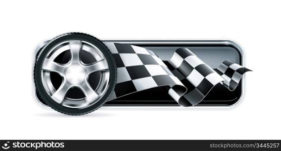 Racing banner with car wheel
