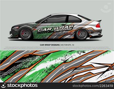 Racing car wrap design vector for vehicle vinyl sticker and automotive decal livery