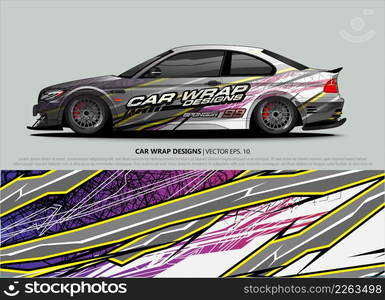 Racing car wrap design vector for vehicle vinyl sticker and automotive decal livery