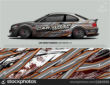Racing car wrap design vector for vehicle vinyl sticker and automotive decal livery