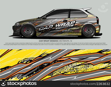 Racing car wrap design vector for vehicle vinyl sticker and automotive decal livery