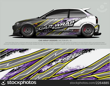 Racing car wrap design vector for vehicle vinyl sticker and automotive decal livery