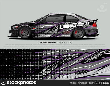 Racing car wrap design vector for vehicle vinyl sticker and automotive decal livery