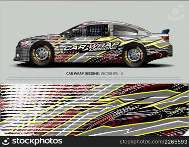 Racing car wrap design vector for vehicle vinyl sticker and automotive decal livery