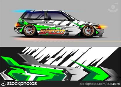 Racing car wrap design vector. Graphic abstract stripe racing background kit designs.