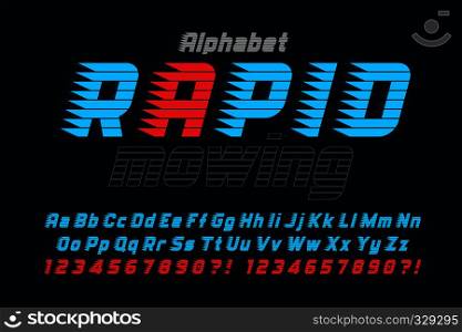 Racing display font design, alphabet, typeface, letters and numbers. Vector characters. Racing display font design, alphabet, typeface, letters and numb