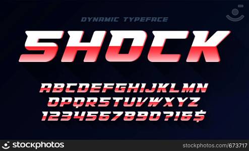 Racing display font design, alphabet, typeface, letters and numbers. Vector characters. Racing display font design, alphabet, typeface, letters