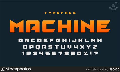 Racing display font design, dynamic alphabet, letters and numbers. Vector characters. Racing display font design, dynamic alphabet, letters and numbers