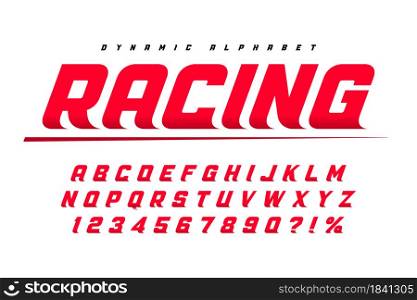 Racing display letters design, dynamic alphabet, numbers. Vector characters. Racing display letters design, dynamic alphabet, numbers.