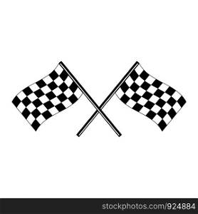 Racing flags with chess pattern. Design element for poster, emblem, sign, logo, label. Vector illustration