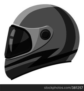 Racing helmet icon. Gray monochrome illustration of helmet vector icon for web design. Racing helmet icon, gray monochrome style