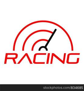 Racing line speedometer logo. Flat illustration of racing line speedometer vector logo for web design. Racing line speedometer logo, flat style