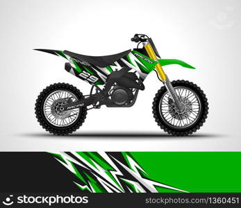 Racing motocross wrap decal and vinyl sticker design. Concept graphic abstract background for wrapping vehicles, motorsports, Sportbikes, motocross, supermoto and livery. Vector illustration.