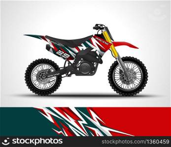 Racing motocross wrap decal and vinyl sticker design. Concept graphic abstract background for wrapping vehicles, motorsports, Sportbikes, motocross, supermoto and livery. Vector illustration.
