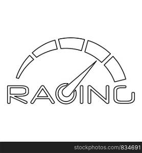 Racing speedometer logo. Outline racing speedometer vector logo for web design isolated on white background. Racing speedometer logo, outline style