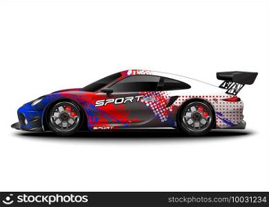 Racing sport car wrap decal and vehicle livery