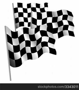 Racing-sport finish 3d flag. Vector illustration. Isolated on white.