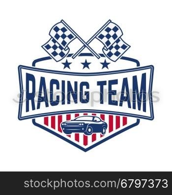 Racing team logo template. Vector design elements for logo, label, emblem.