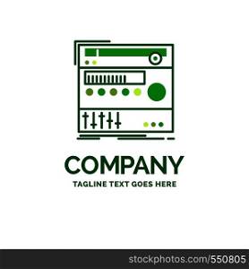 rack, component, module, sound, studio Flat Business Logo template. Creative Green Brand Name Design.