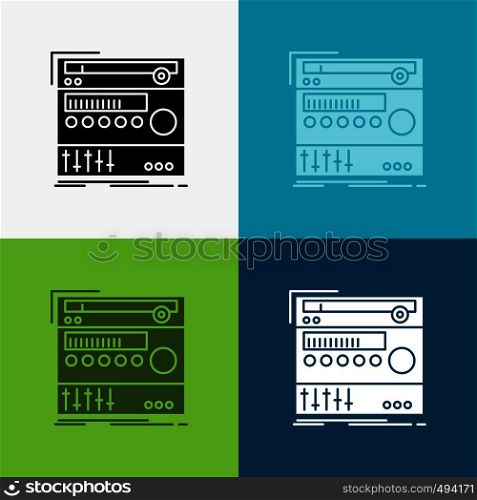 rack, component, module, sound, studio Icon Over Various Background. glyph style design, designed for web and app. Eps 10 vector illustration. Vector EPS10 Abstract Template background
