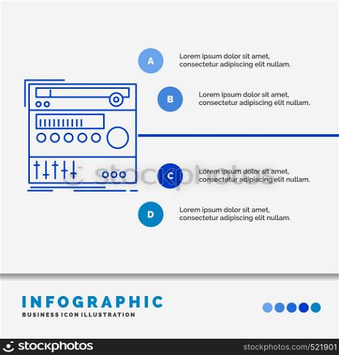 rack, component, module, sound, studio Infographics Template for Website and Presentation. Line Blue icon infographic style vector illustration. Vector EPS10 Abstract Template background