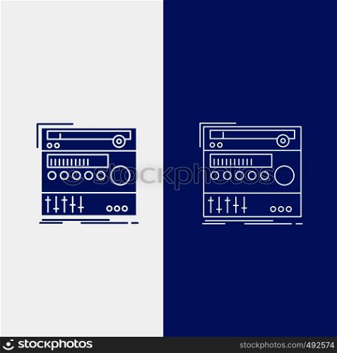 rack, component, module, sound, studio Line and Glyph web Button in Blue color Vertical Banner for UI and UX, website or mobile application. Vector EPS10 Abstract Template background