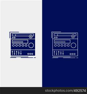 rack, component, module, sound, studio Line and Glyph web Button in Blue color Vertical Banner for UI and UX, website or mobile application. Vector EPS10 Abstract Template background