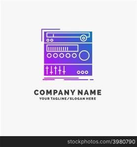 rack, component, module, sound, studio Purple Business Logo Template. Place for Tagline.