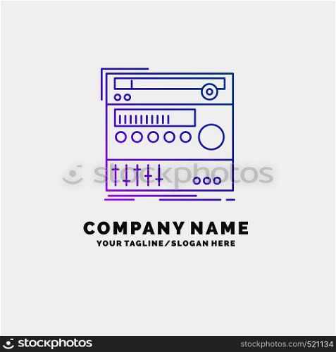 rack, component, module, sound, studio Purple Business Logo Template. Place for Tagline. Vector EPS10 Abstract Template background
