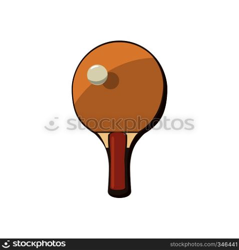 Racket for playing table tennis icon in cartoon style on a white background. Racket for playing table tennis icon