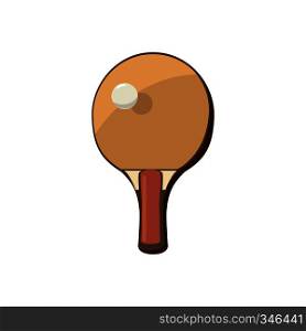 Racket for playing table tennis icon in cartoon style on a white background. Racket for playing table tennis icon