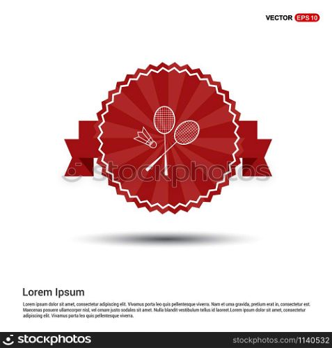Racket Shuttlecock Icon - Red Ribbon banner
