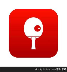 Rackets and ball for playing table tennis icon digital red for any design isolated on white vector illustration. Rackets and ball for playing table tennis icon digital red