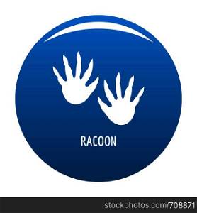 Racoon step icon vector blue circle isolated on white background . Racoon step icon blue vector