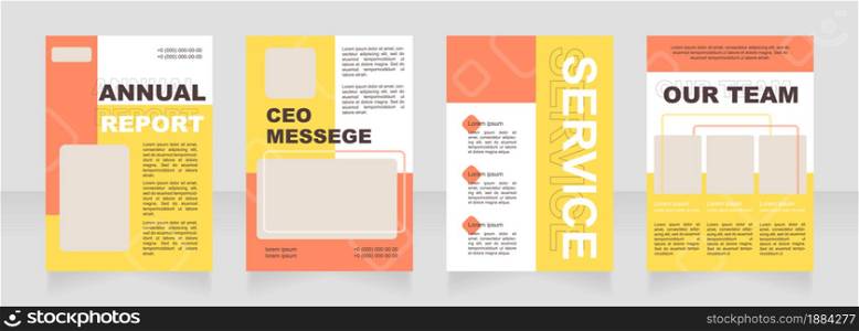 Rad and orange blank brochure layout design. Tech innovation info. Vertical poster template set with empty copy space for text. Premade corporate reports collection. Editable flyer paper pages. Rad and orange blank brochure layout design