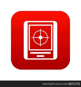 Radar icon digital red for any design isolated on white vector illustration. Radar icon digital red