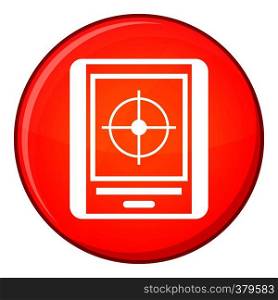 Radar icon in red circle isolated on white background vector illustration. Radar icon, flat style