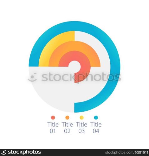 Radial bar infographic chart design template with four grid lines. Progress rate. Editable circular infochart with multi rings. Visual data presentation. Myriad Pro-Bold, Regular fonts used. Radial bar infographic chart design template with four grid lines