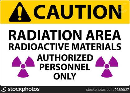 Radiation Caution Sign Caution Radiation Area, Radioactive Materials, Authorized Personnel Only