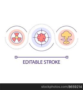 Radiation sickness loop concept icon. Dangerous impact on health. Nuclear accident affect on health abstract idea thin line illustration. Isolated outline drawing. Editable stroke. Arial font used. Radiation sickness loop concept icon
